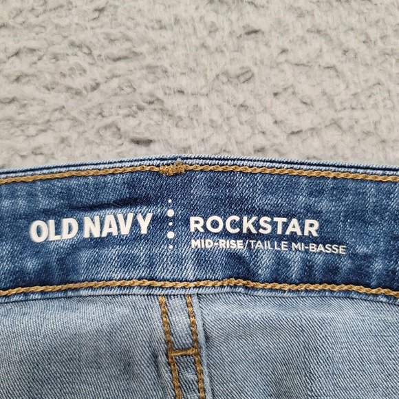 Old Navy Jeans Womens 20 Regular Blue Denim Distressed Rockstar‎ Super Skinny - Picture 7 of 13